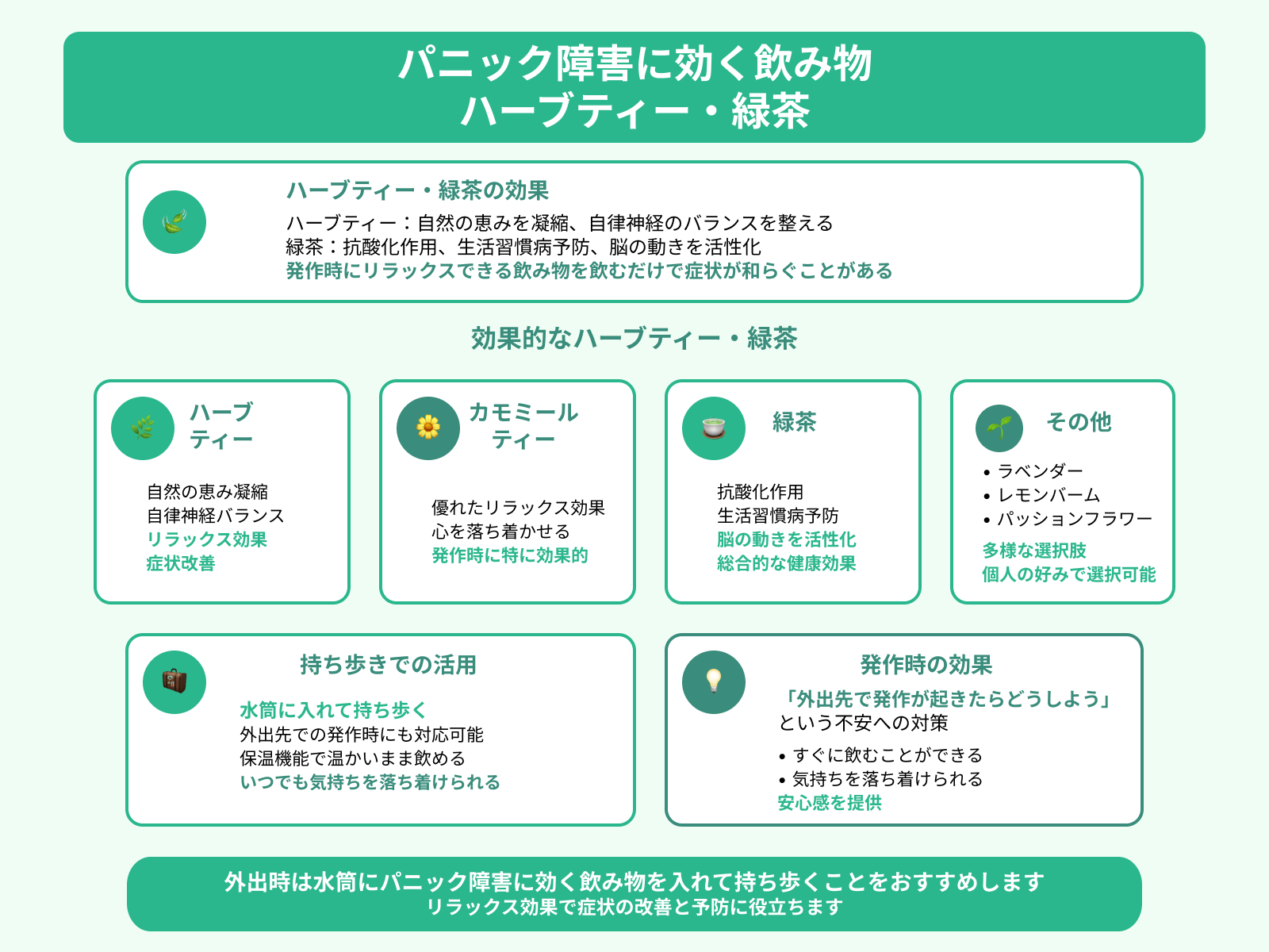 パニック障害に効く飲み物 ハーブティー・緑茶