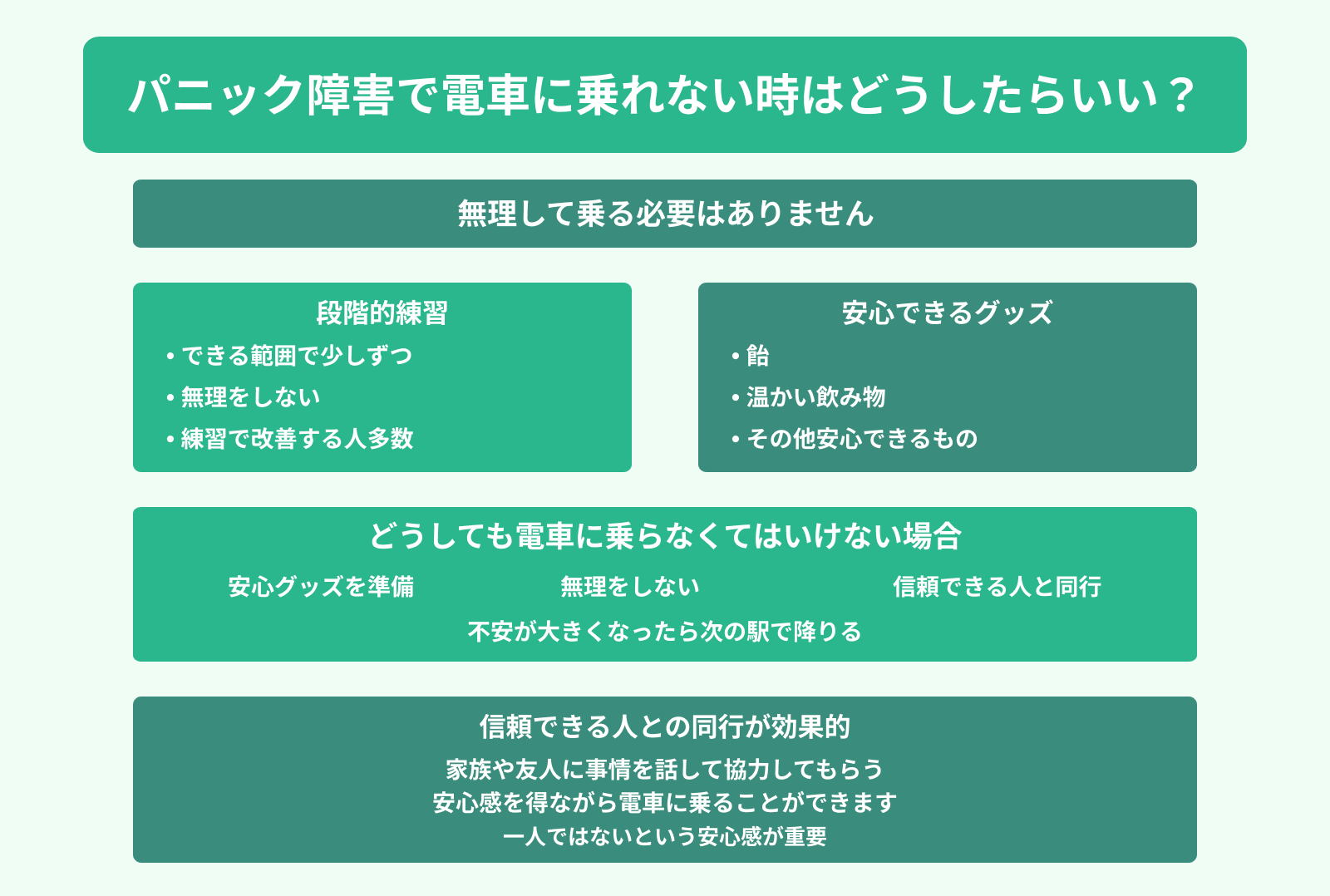 パニック障害で電車に乗れない時はどうしたらいい？