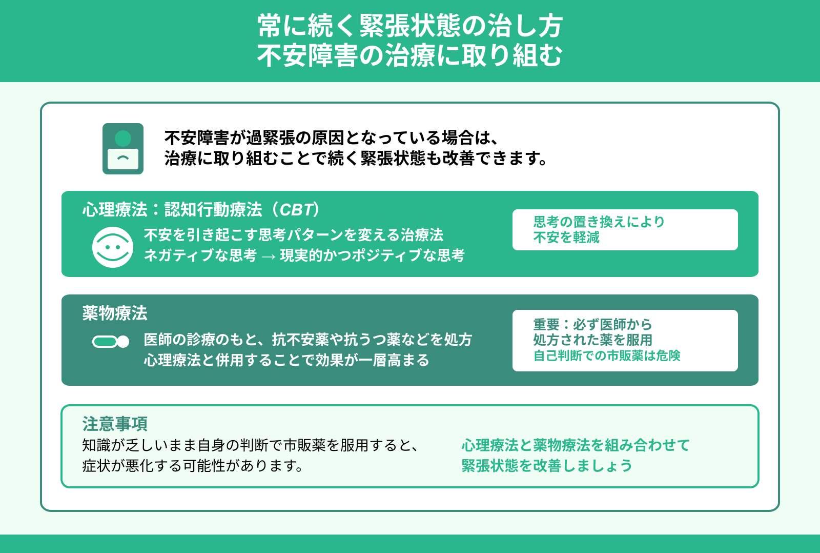 常に続く緊張状態の治し方 不安障害の治療に取り組む