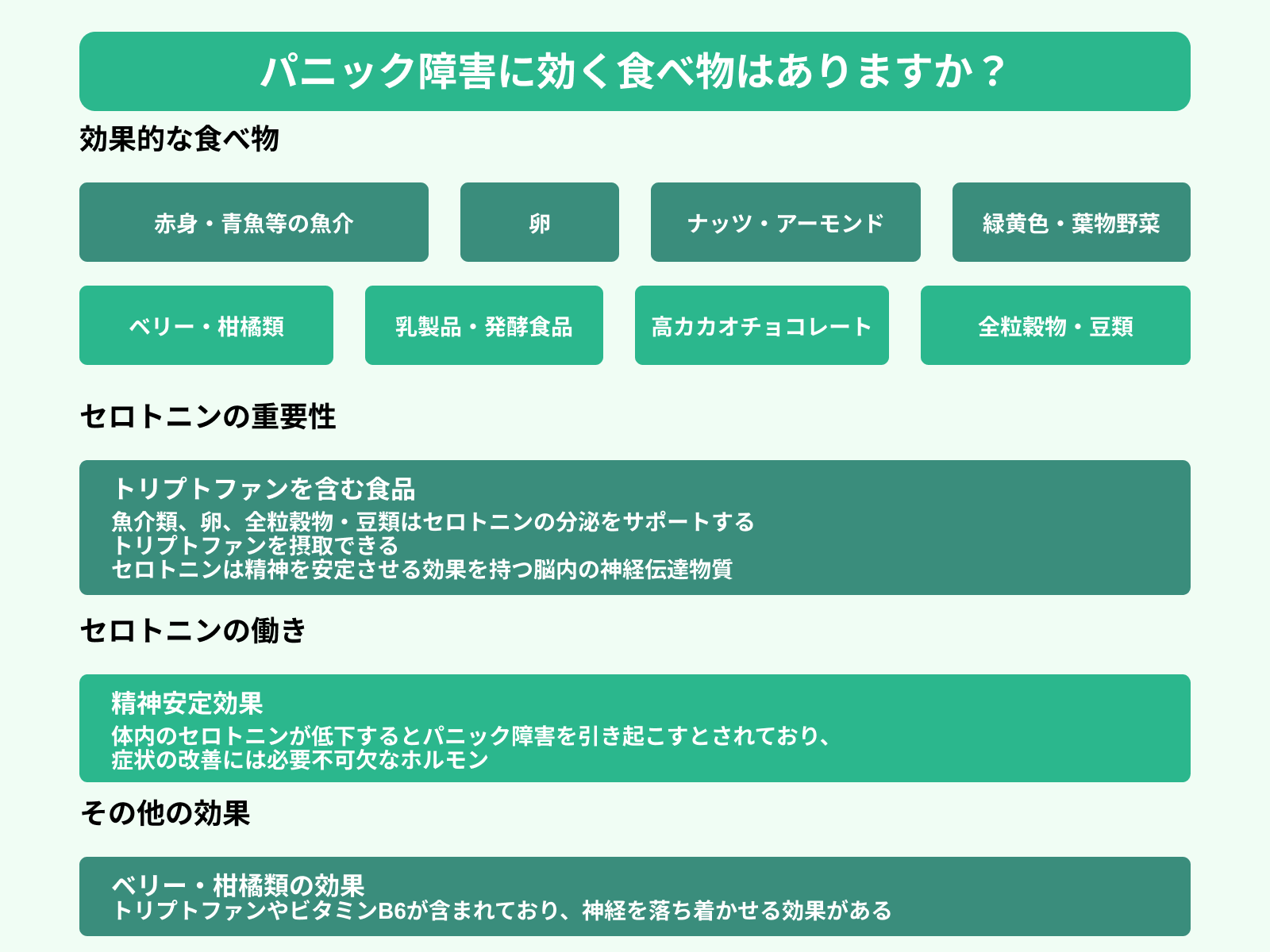 パニック障害に効く食べ物はありますか？