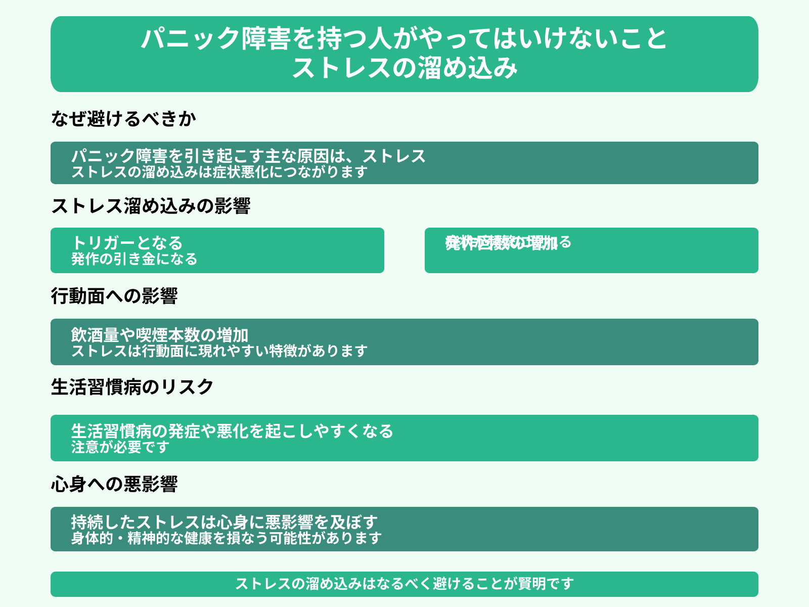 パニック障害を持つ人がやってはいけないこと ストレスの溜め込み