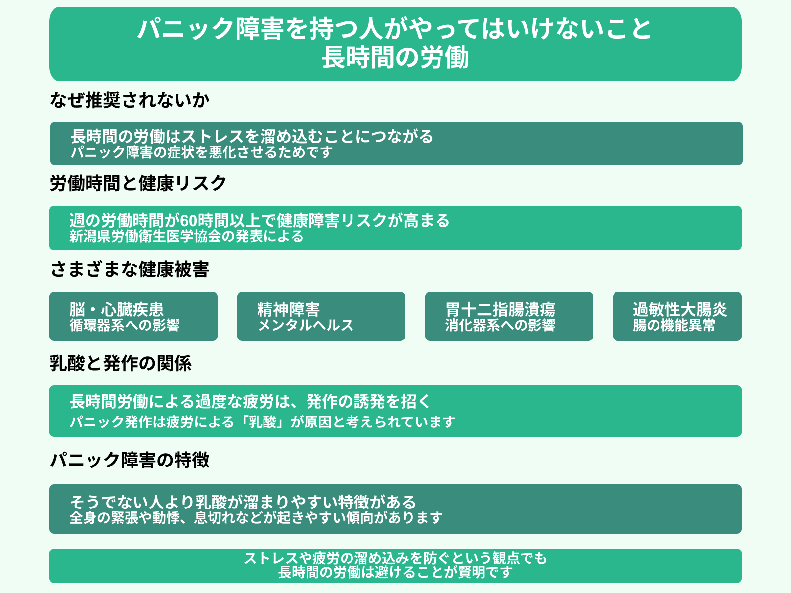 パニック障害を持つ人がやってはいけないこと 長時間の労働