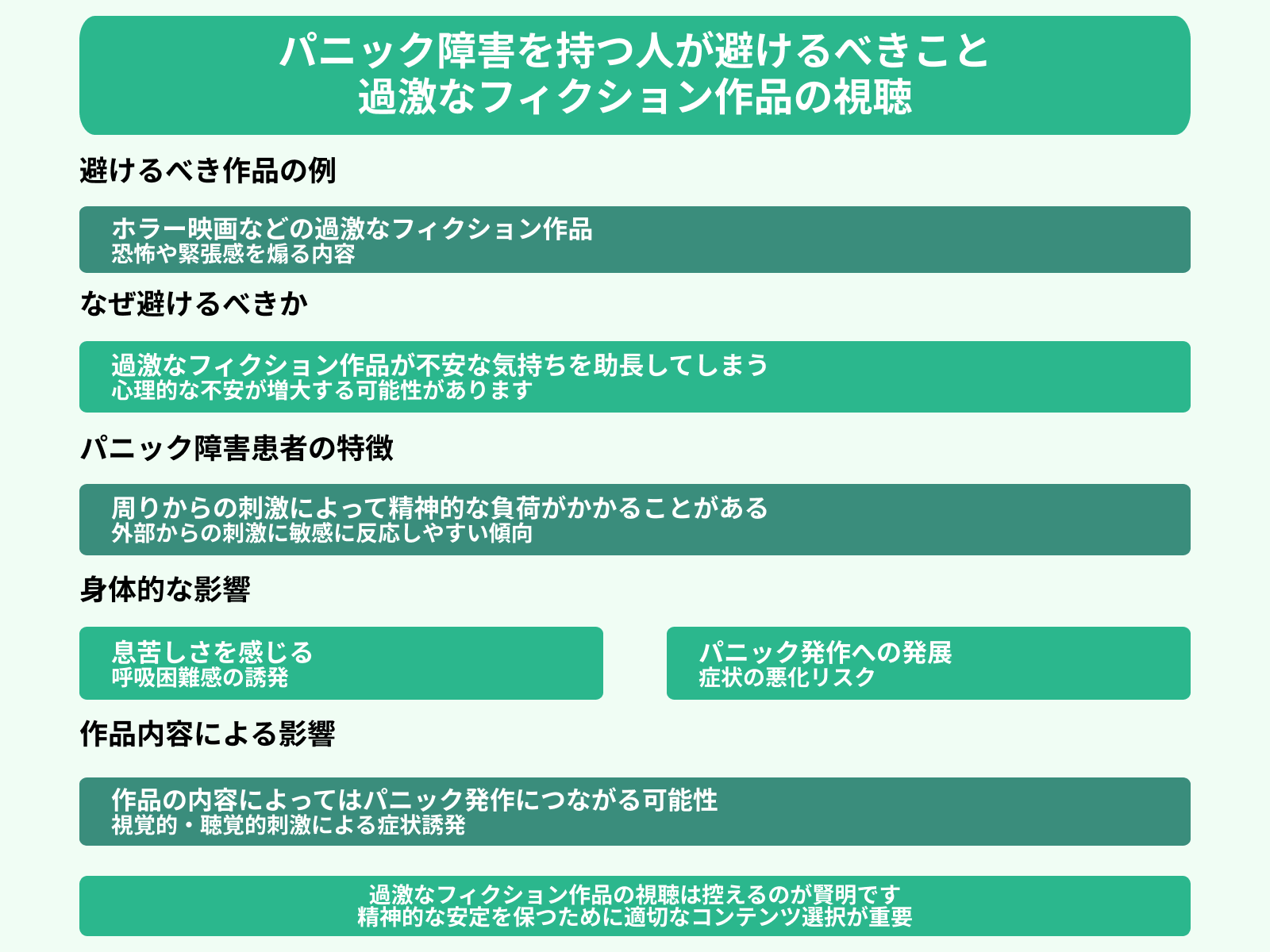 パニック障害を持つ人が避けるべきこと 過激なフィクション作品の視聴