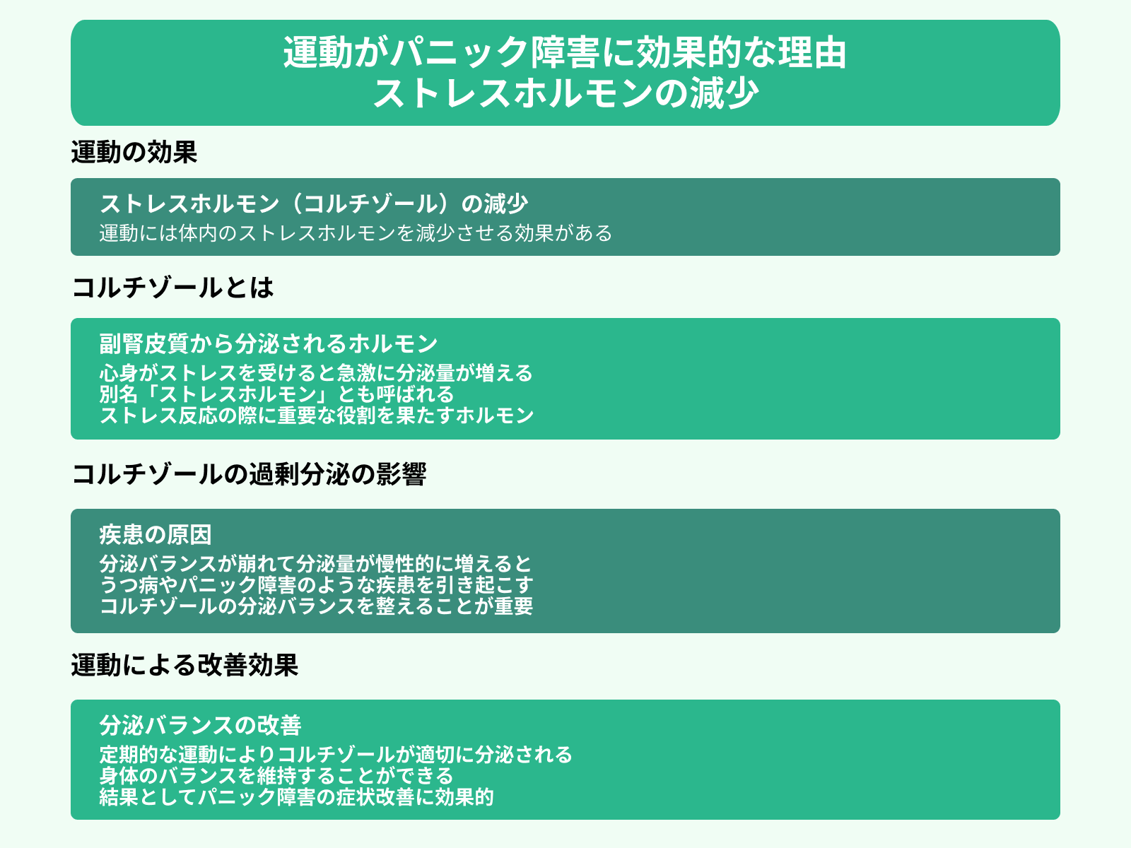 運動がパニック障害に効果的な理由 ストレスホルモンの減少