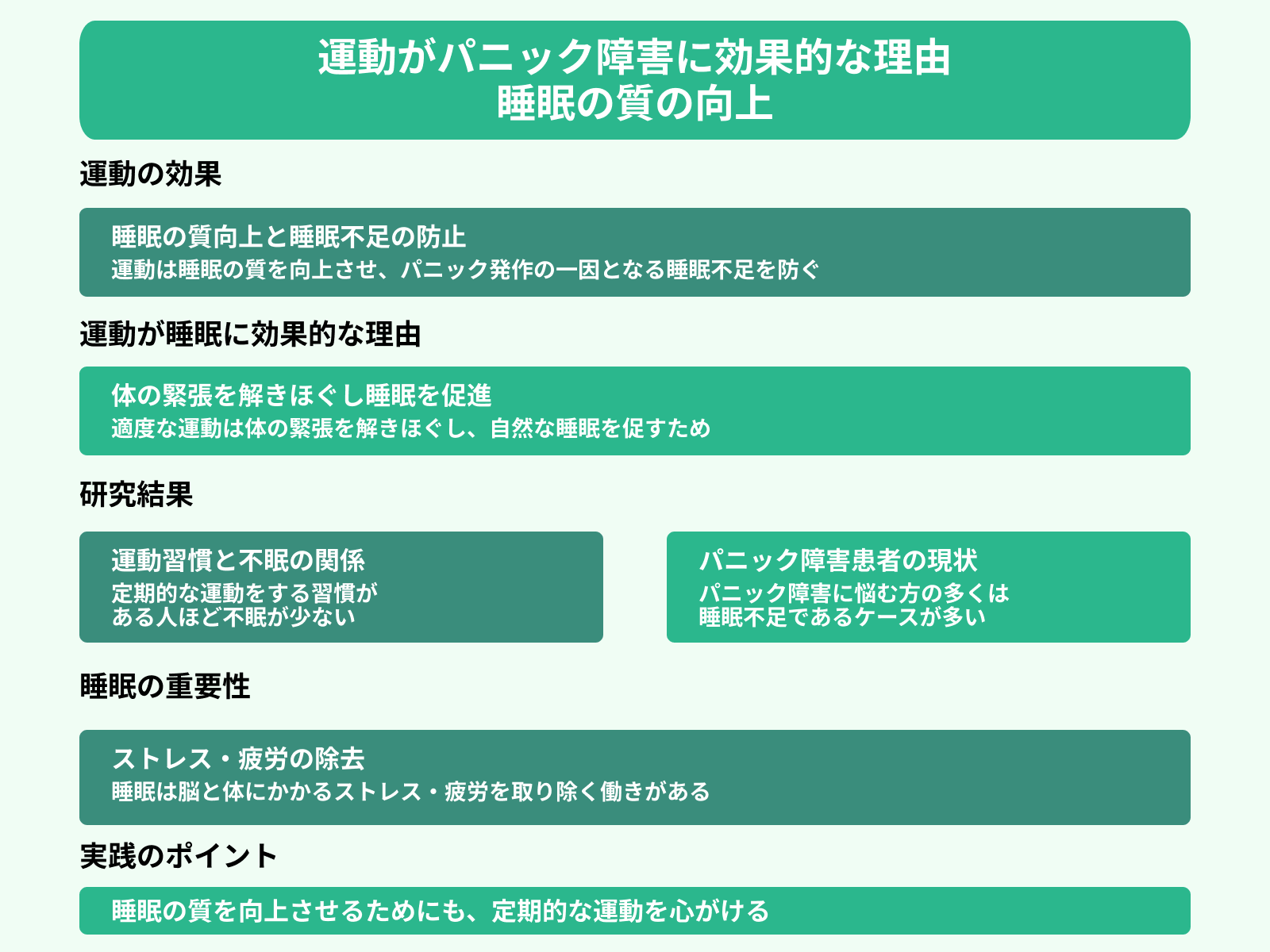 運動がパニック障害に効果的な理由 睡眠の質の向上