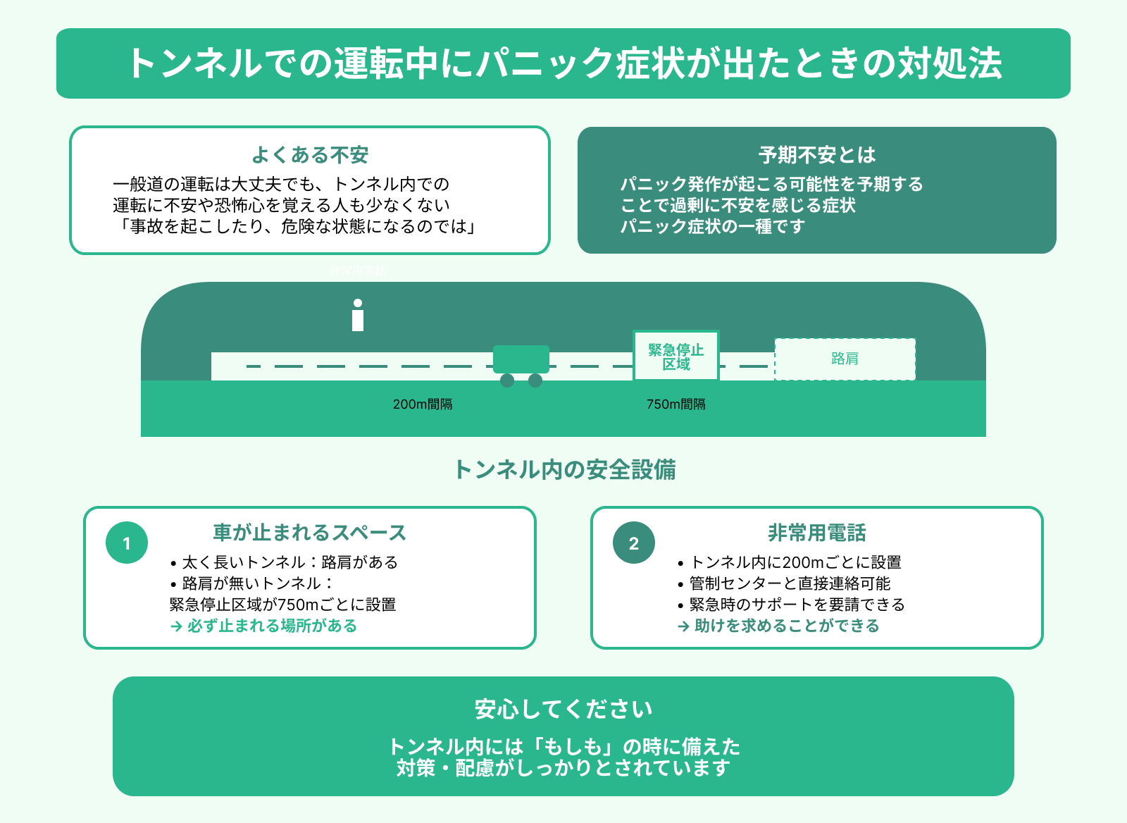 トンネルでの運転中にパニック症状が出たときの対処法