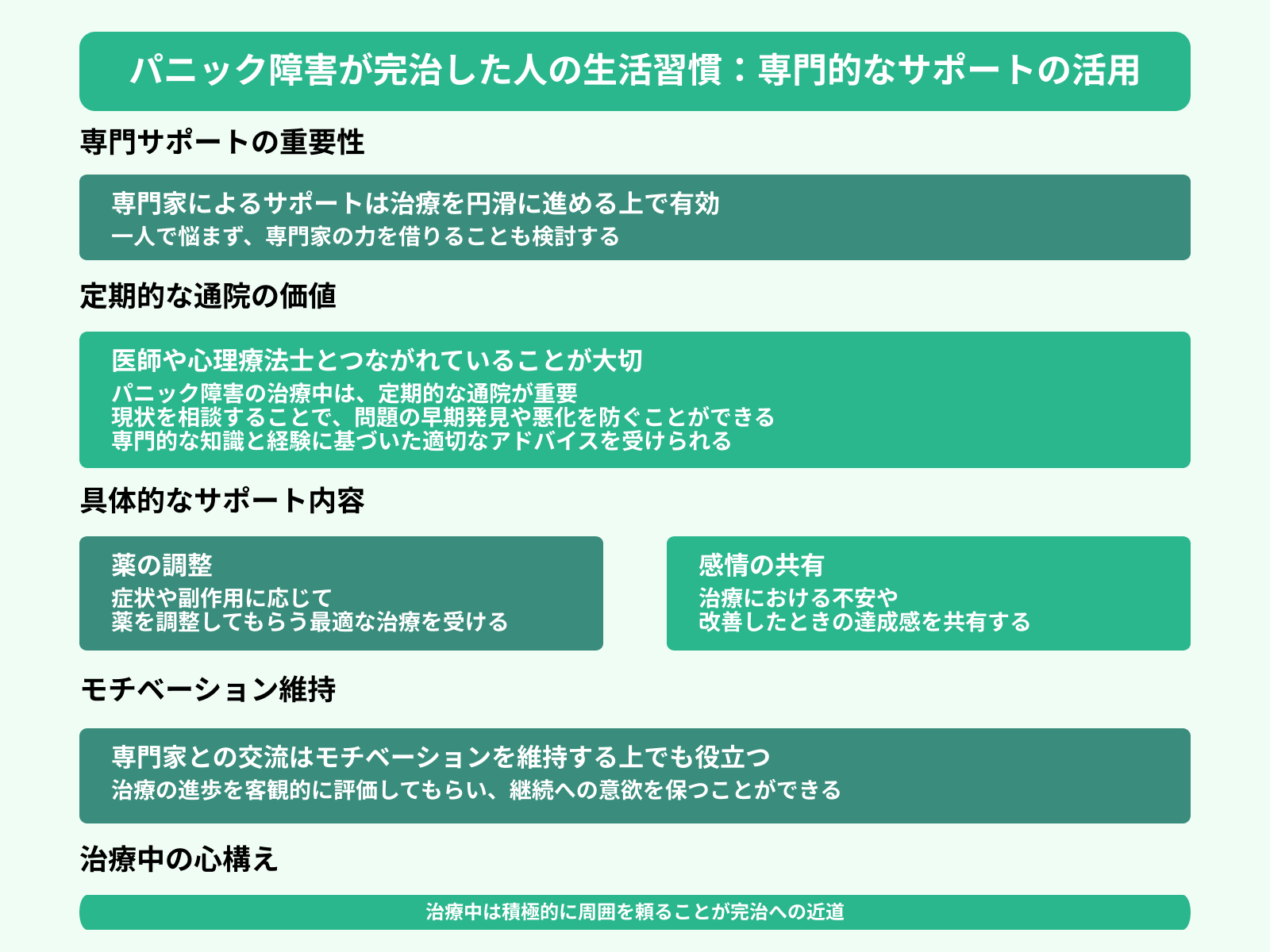 パニック障害が完治した人の生活習慣：専門的なサポートの活用
