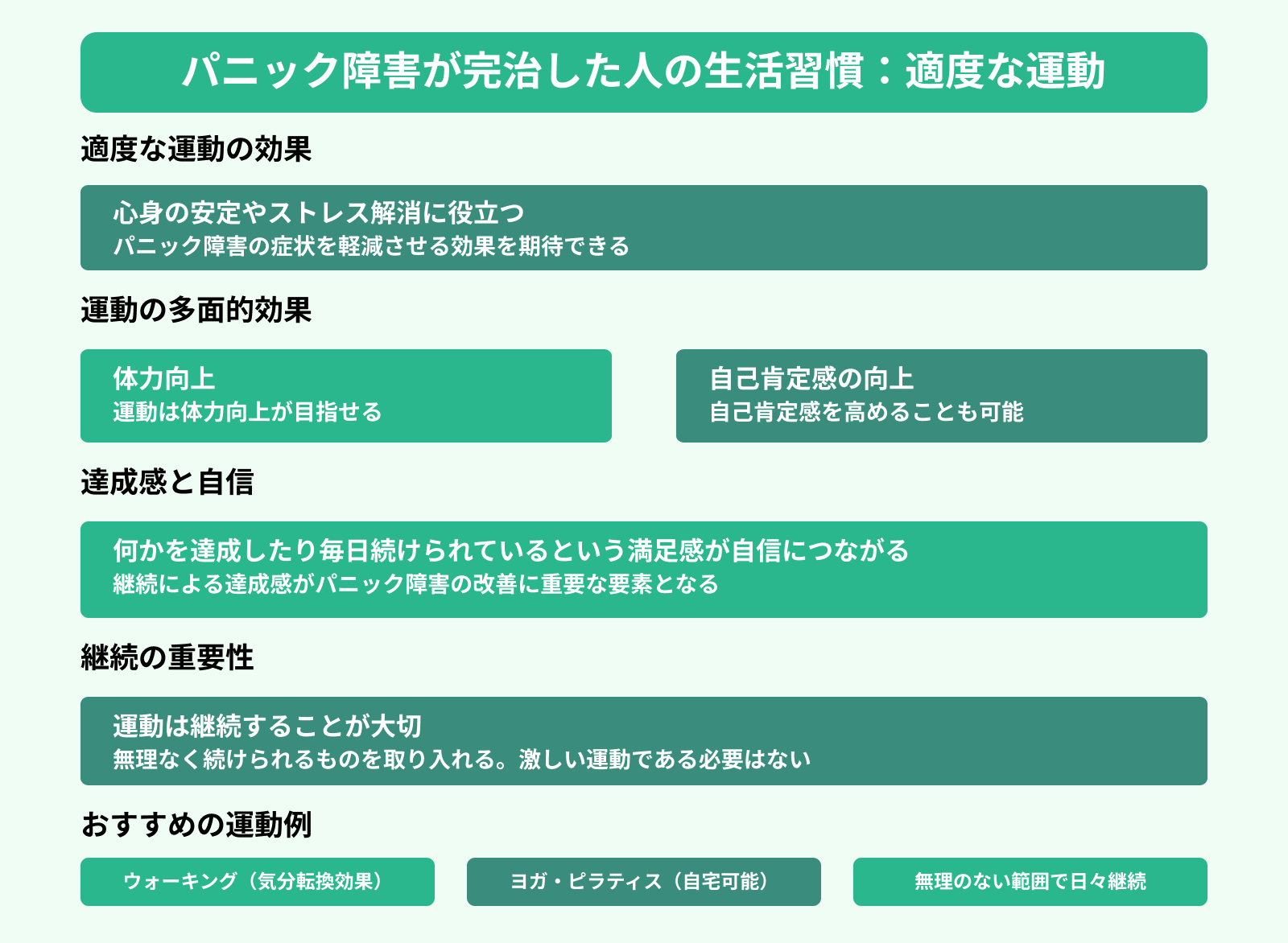 パニック障害が完治した人の生活習慣：適度な運動
