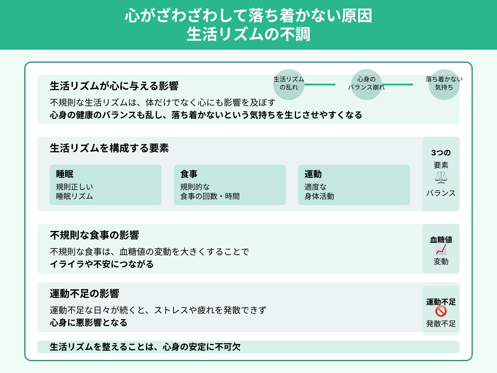 心がざわざわして落ち着かない原因 生活リズムの不調