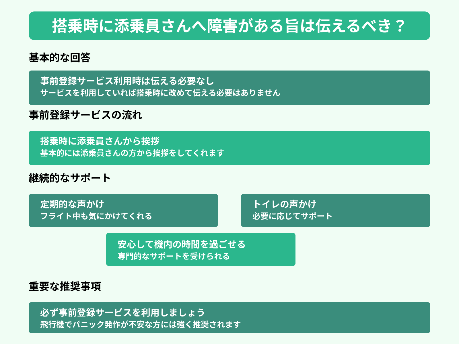 搭乗時に添乗員さんへ障害がある旨は伝えるべき？