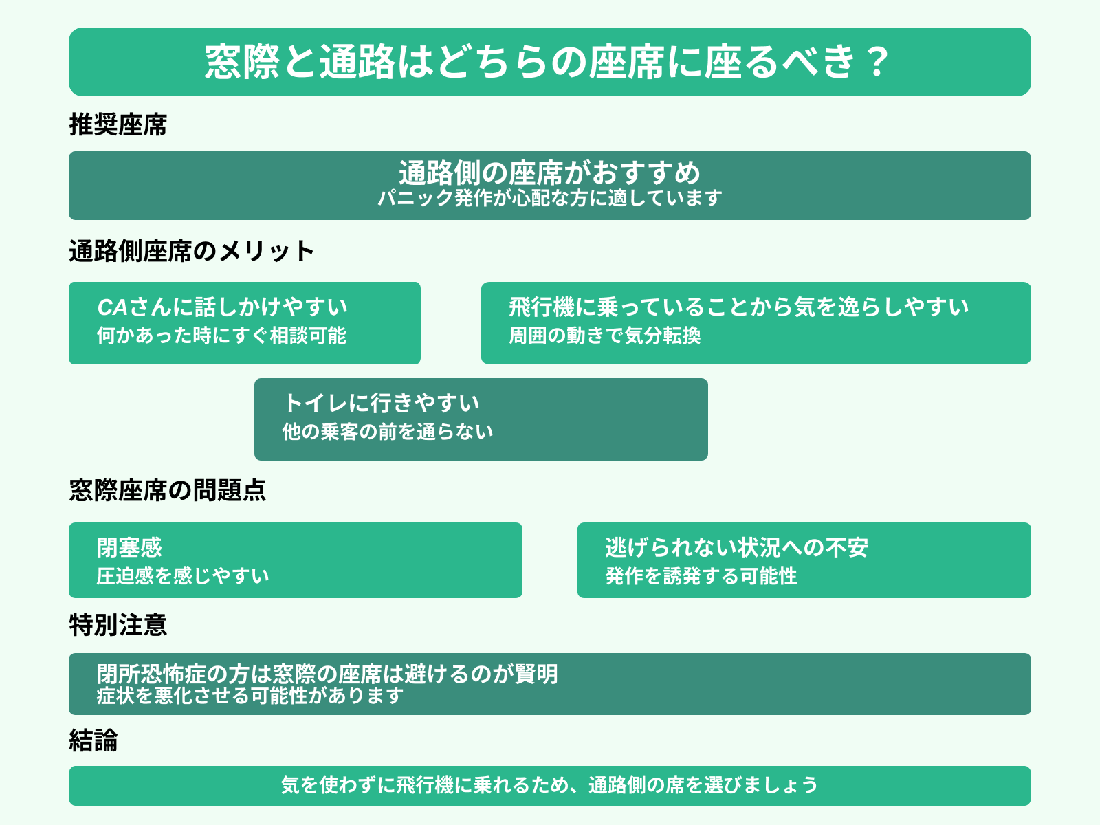 窓際と通路はどちらの座席に座るべき？