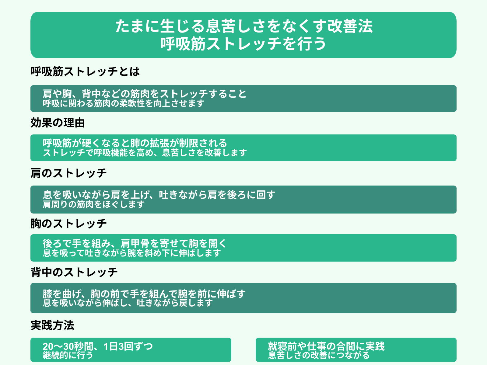 たまに生じる息苦しさをなくす改善法 呼吸筋ストレッチを行う