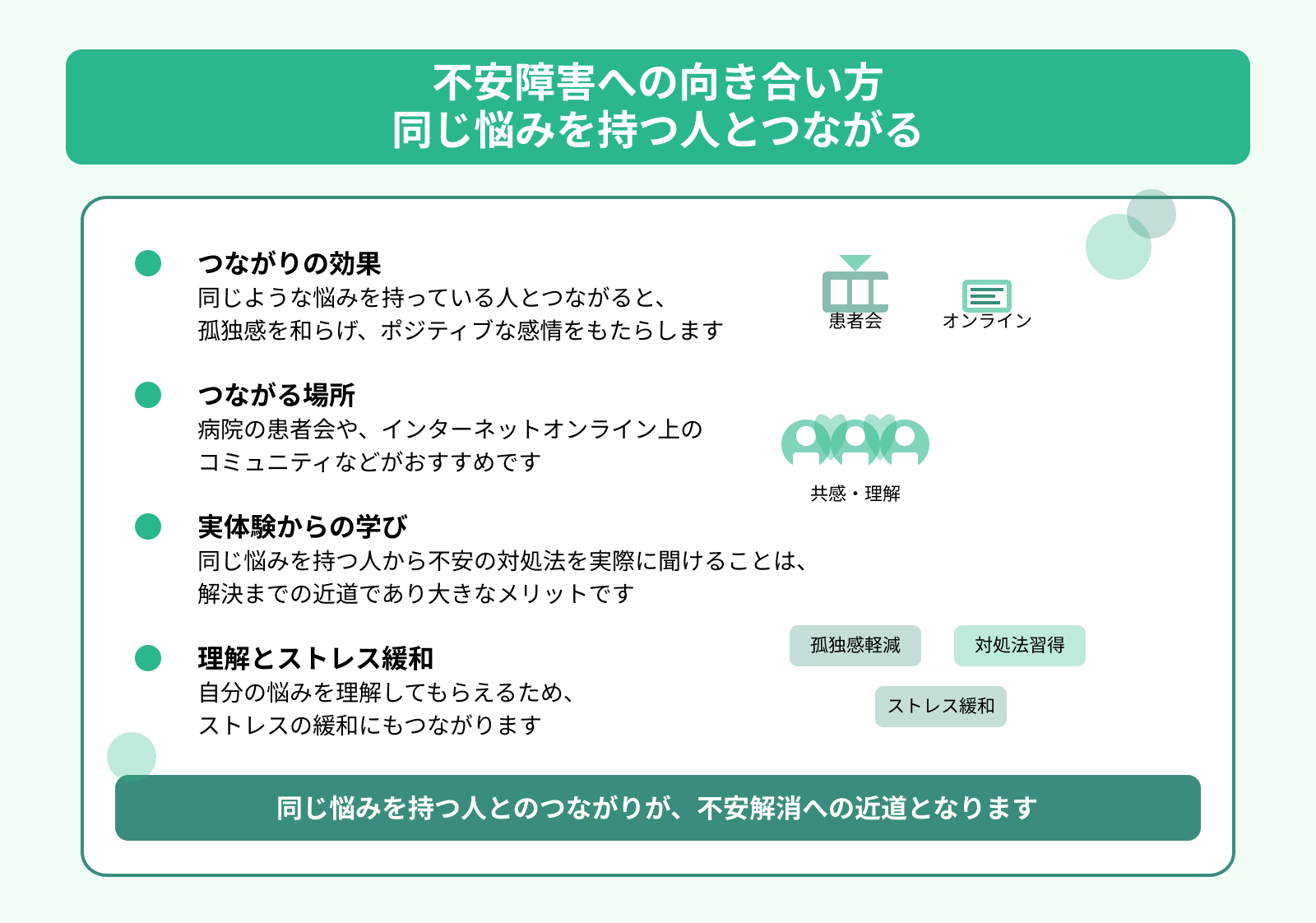 不安障害への向き合い方 同じ悩みを持つ人とつながる