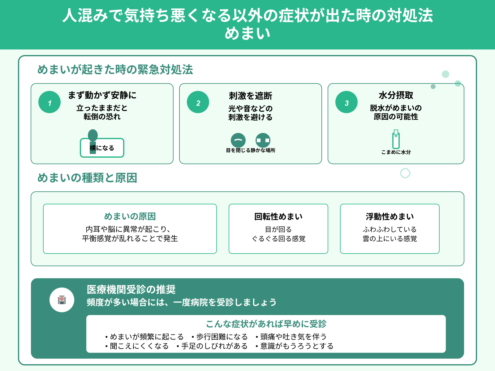 人混みで気持ち悪くなる以外の症状が出た時の対処法 めまい