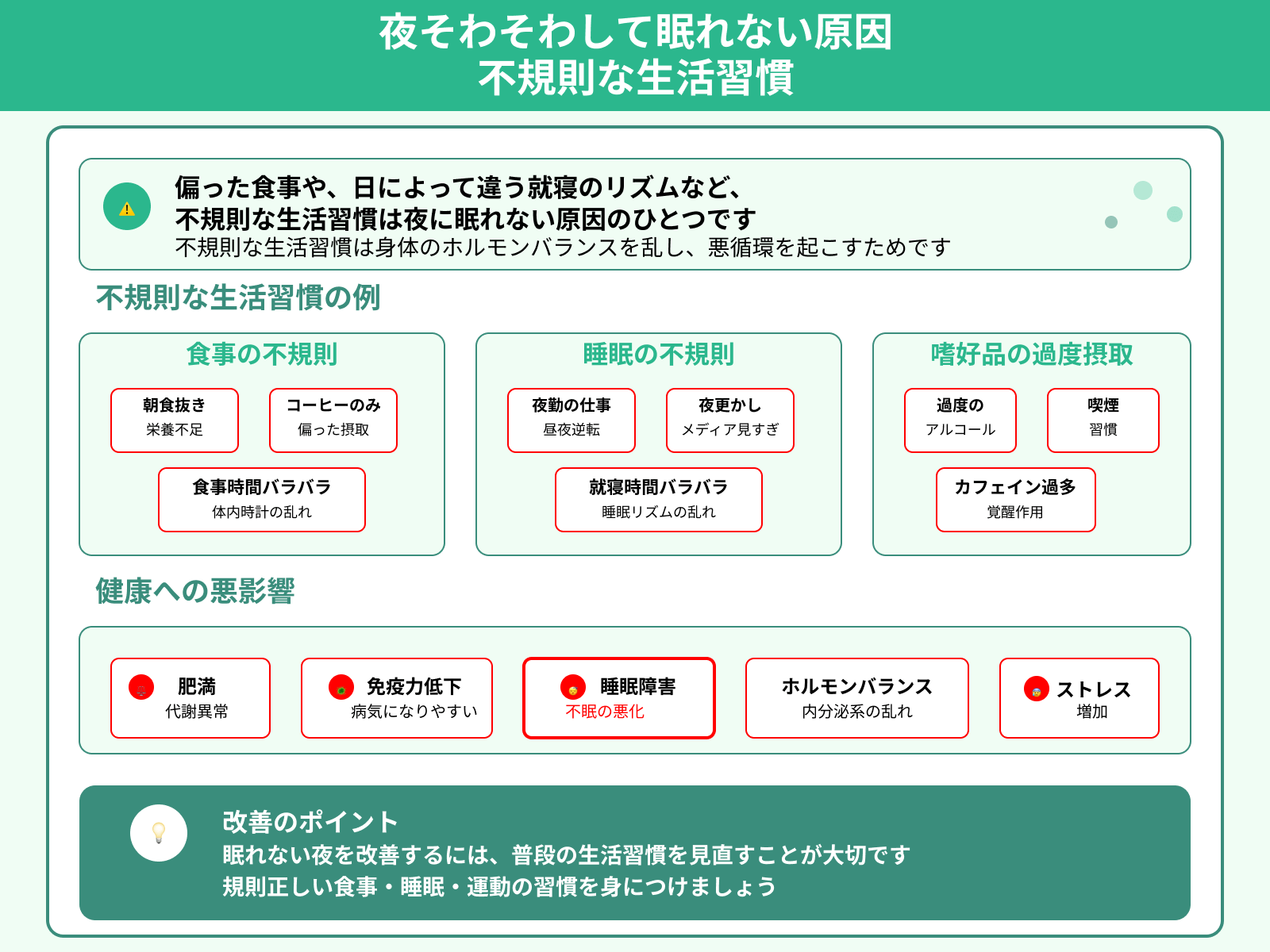 夜そわそわして眠れない原因 不規則な生活習慣