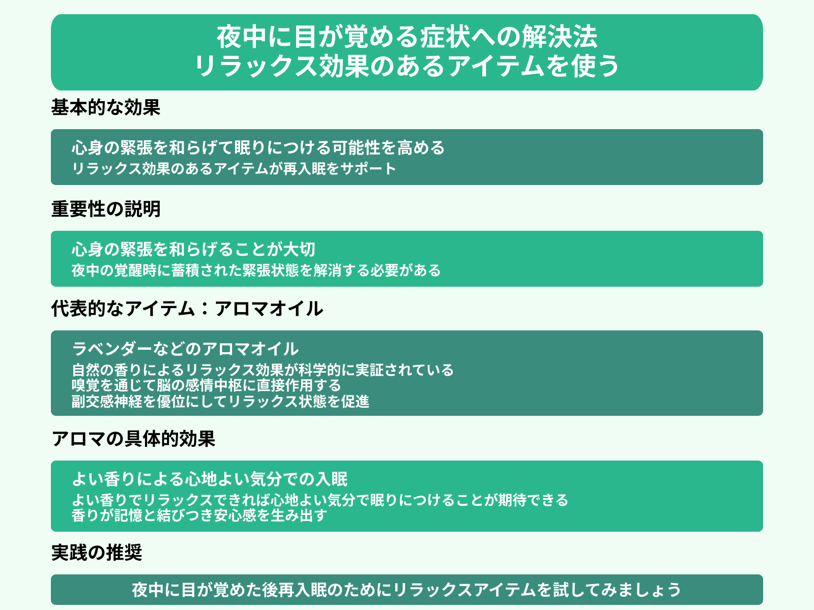 夜中に目が覚める症状への解決法 リラックス効果のあるアイテムを使う