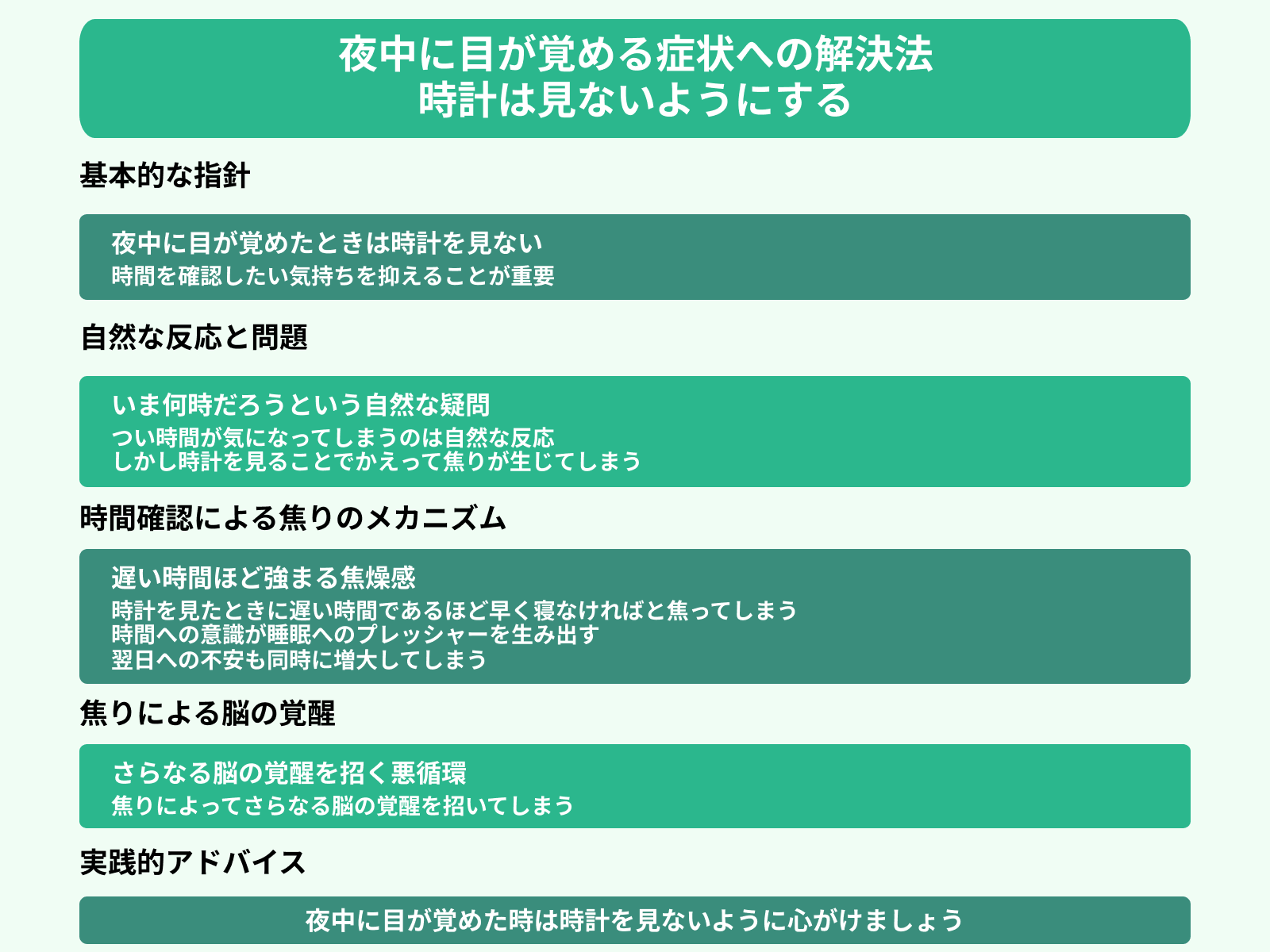 夜中に目が覚める症状への解決法 時計は見ないようにする