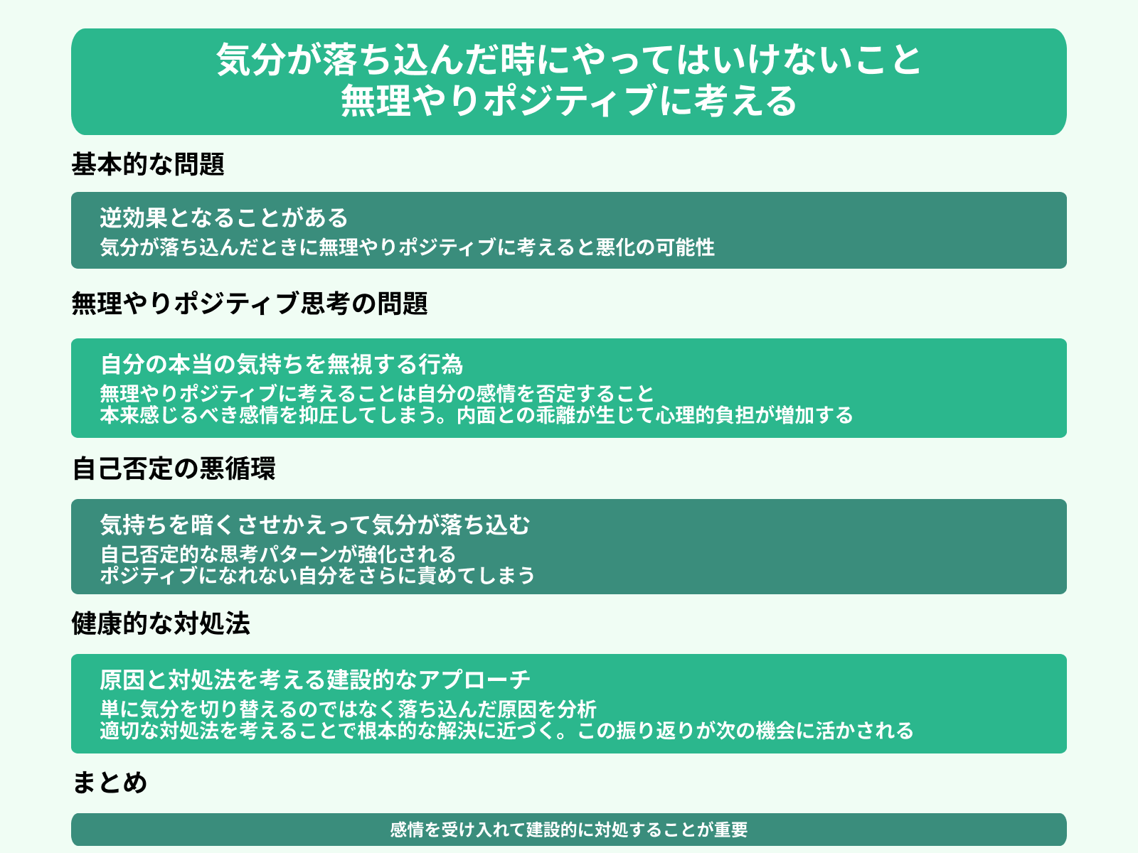気分が落ち込んだ時にやってはいけないこと 無理やりポジティブに考える