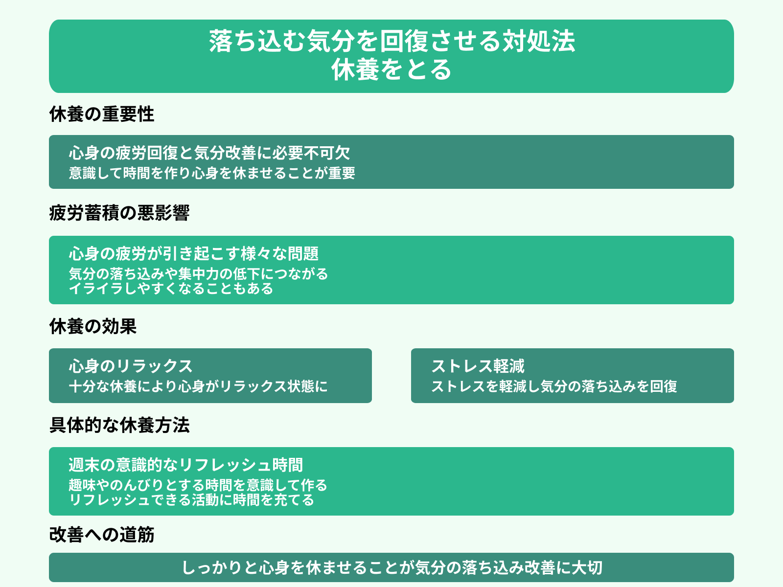 落ち込む気分を回復させる対処法 休養をとる