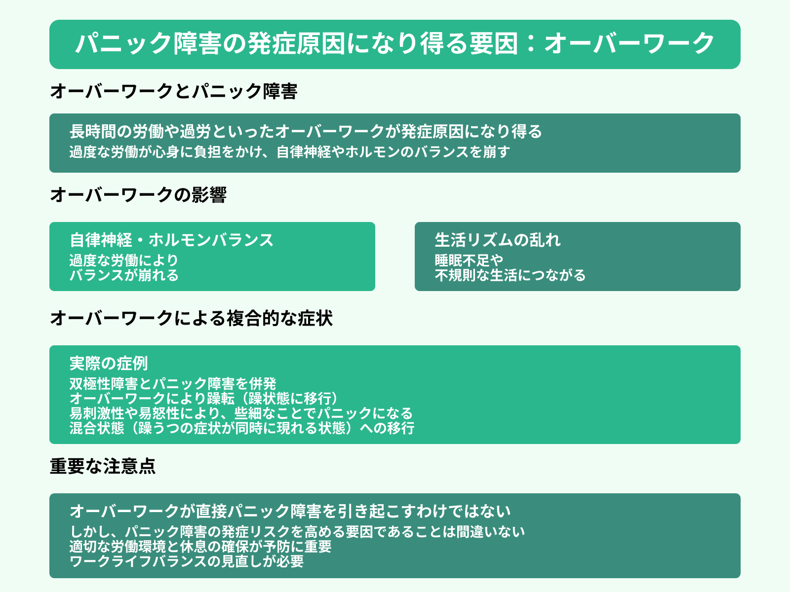 パニック障害の発症原因になり得る要因：オーバーワーク