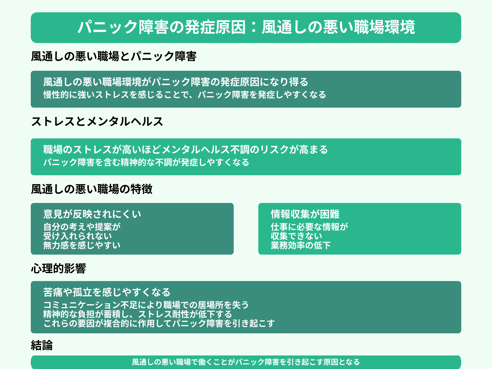 パニック障害の発症原因：風通しの悪い職場環境