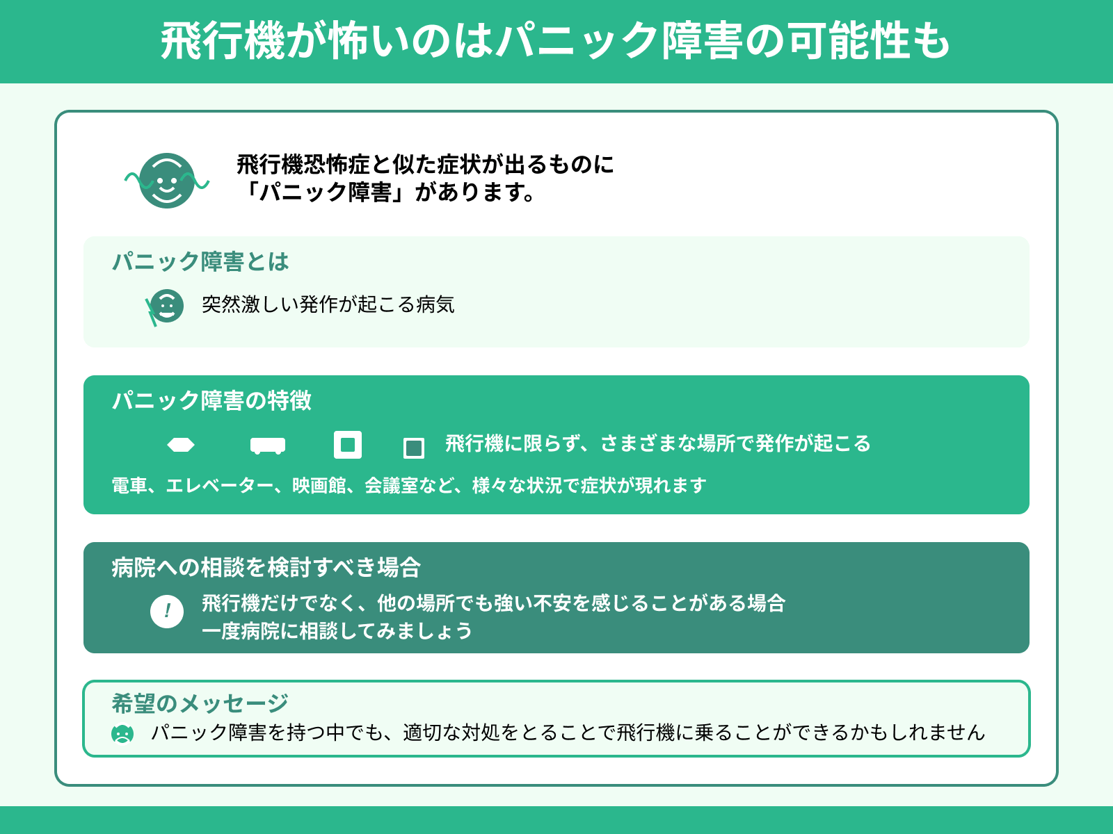飛行機が怖いのはパニック障害の可能性も