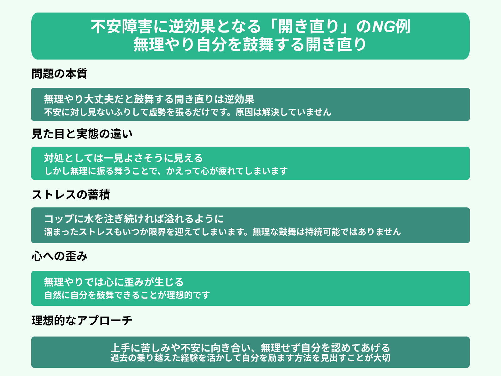 不安障害に逆効果となる「開き直り」のNG例 無理やり自分を鼓舞する開き直り
