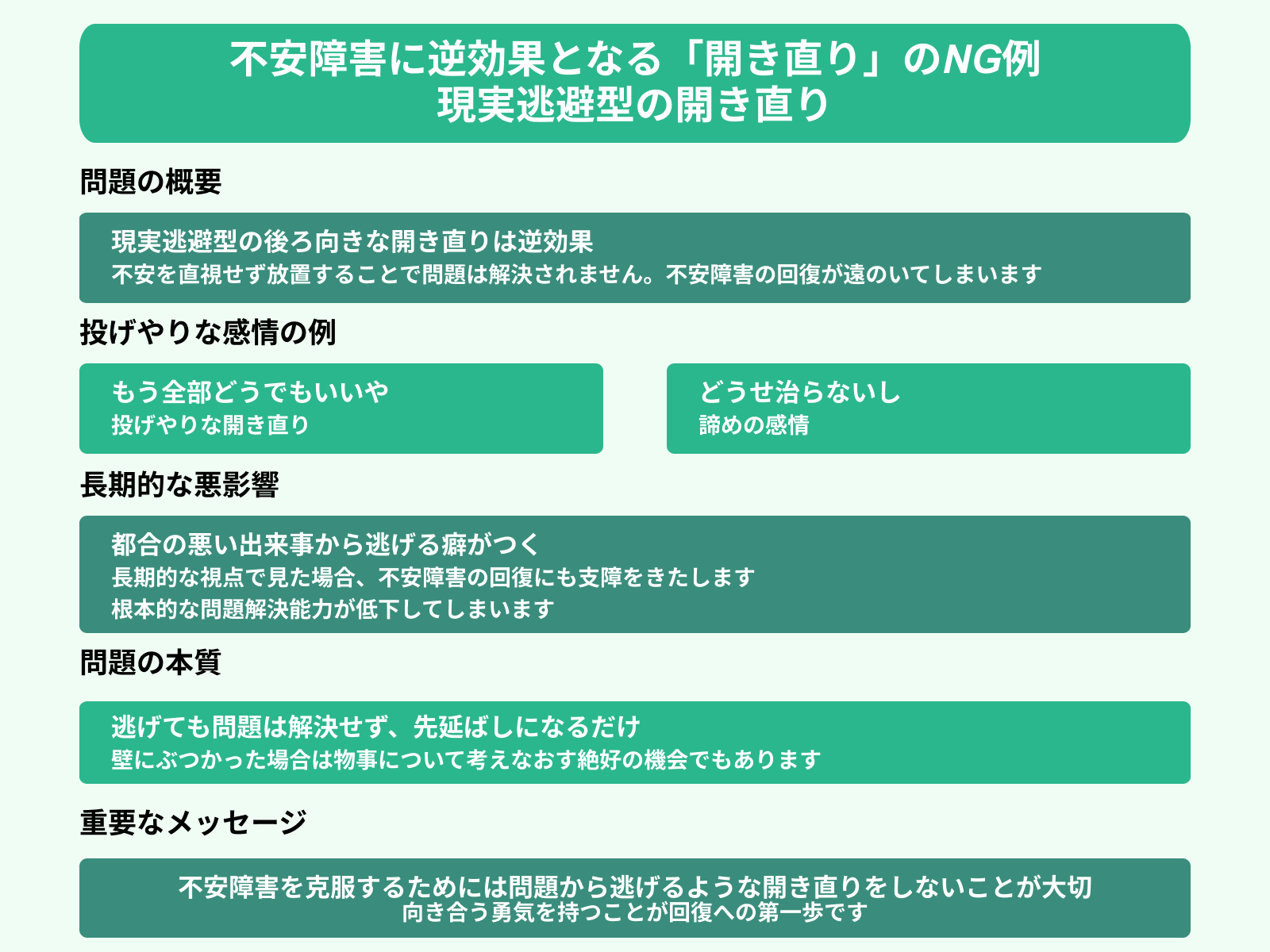 不安障害に逆効果となる「開き直り」のNG例 現実逃避型の開き直り