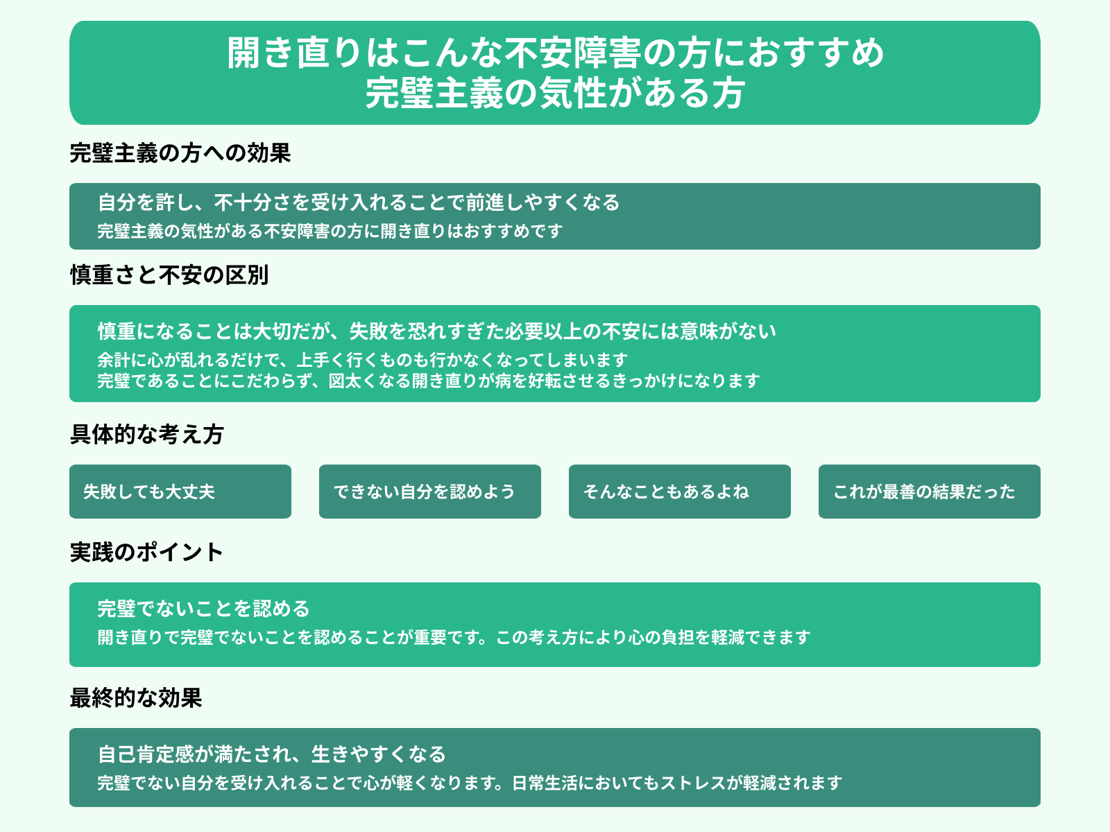 開き直りはこんな不安障害の方におすすめ 完璧主義の気性がある方