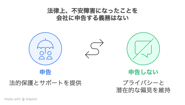 法律上、不安障害になったことを会社に申告する義務はない